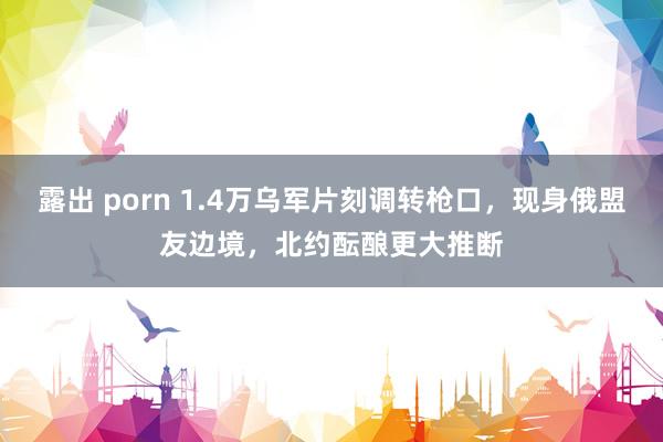 露出 porn 1.4万乌军片刻调转枪口，现身俄盟友边境，北约酝酿更大推断