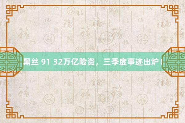 黑丝 91 32万亿险资，三季度事迹出炉！