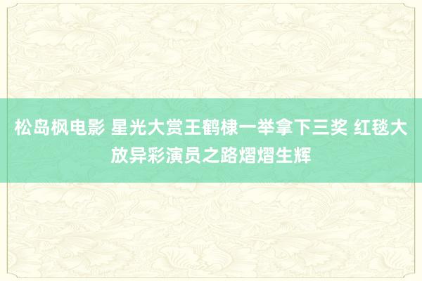 松岛枫电影 星光大赏王鹤棣一举拿下三奖 红毯大放异彩演员之路熠熠生辉