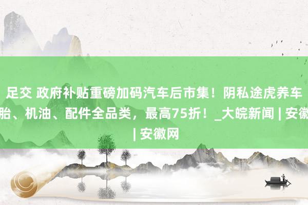 足交 政府补贴重磅加码汽车后市集！阴私途虎养车轮胎、机油、配件全品类，最高75折！_大皖新闻 | 安徽网