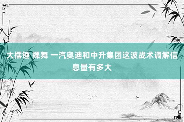 大摆锤 裸舞 一汽奥迪和中升集团这波战术调解信息量有多大