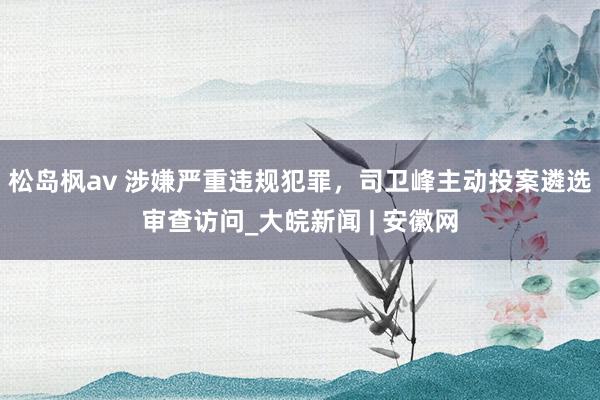 松岛枫av 涉嫌严重违规犯罪,司卫峰主动投案遴选审查访问_大皖新闻 | 安徽网