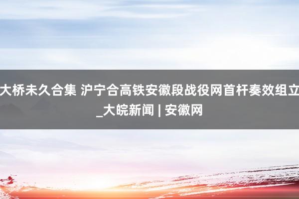 大桥未久合集 沪宁合高铁安徽段战役网首杆奏效组立_大皖新闻 | 安徽网