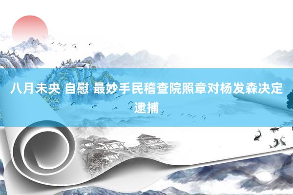 八月未央 自慰 最妙手民稽查院照章对杨发森决定逮捕