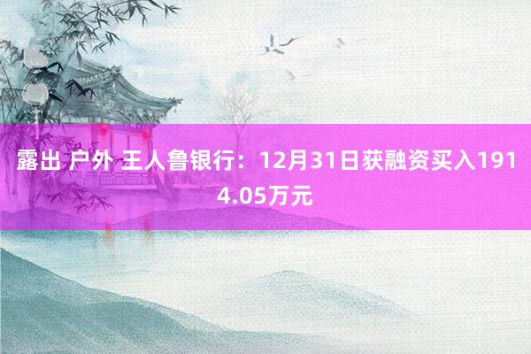 露出 户外 王人鲁银行：12月31日获融资买入1914.05万元