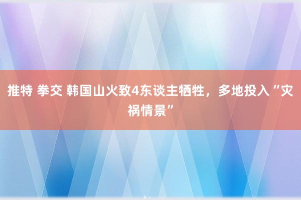 推特 拳交 韩国山火致4东谈主牺牲，多地投入“灾祸情景”