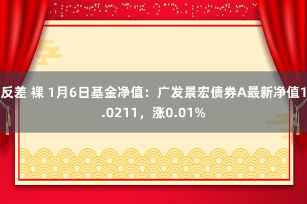 反差 裸 1月6日基金净值：广发景宏债券A最新净值1.0211，涨0.01%