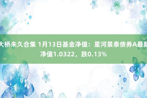 大桥未久合集 1月13日基金净值：星河景泰债券A最新净值1.0322，跌0.13%