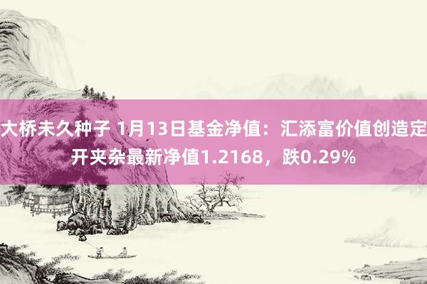 大桥未久种子 1月13日基金净值：汇添富价值创造定开夹杂最新净值1.2168，跌0.29%