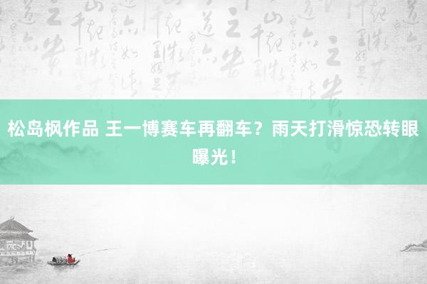 松岛枫作品 王一博赛车再翻车？雨天打滑惊恐转眼曝光！