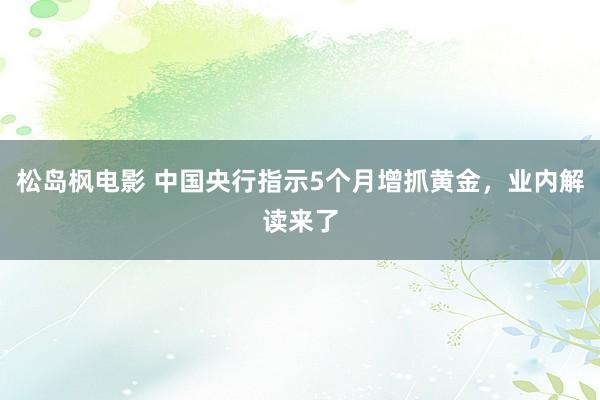 松岛枫电影 中国央行指示5个月增抓黄金，业内解读来了