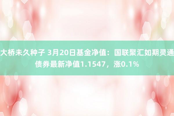 大桥未久种子 3月20日基金净值：国联聚汇如期灵通债券最新净值1.1547，涨0.1%