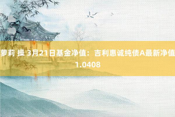 萝莉 操 3月21日基金净值：吉利惠诚纯债A最新净值1.0408