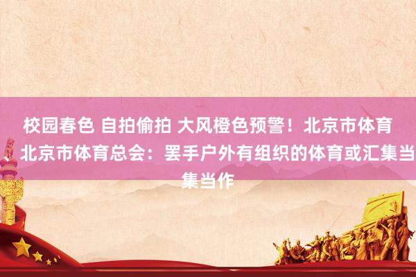 校园春色 自拍偷拍 大风橙色预警！北京市体育局、北京市体育总会：罢手户外有组织的体育或汇集当作