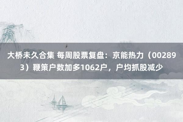 大桥未久合集 每周股票复盘：京能热力（002893）鞭策户数加多1062户，户均抓股减少