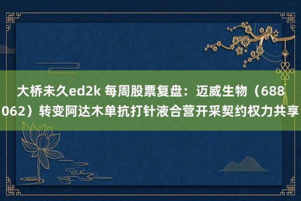 大桥未久ed2k 每周股票复盘：迈威生物（688062）转变阿达木单抗打针液合营开采契约权力共享