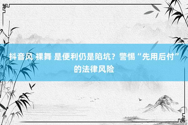 抖音风 裸舞 是便利仍是陷坑？警惕“先用后付”的法律风险