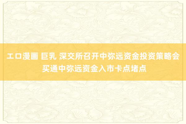 エロ漫画 巨乳 深交所召开中弥远资金投资策略会 买通中弥远资金入市卡点堵点