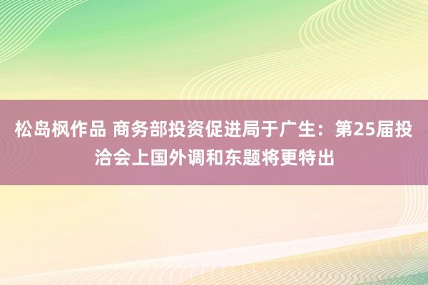 松岛枫作品 商务部投资促进局于广生：第25届投洽会上国外调和东题将更特出