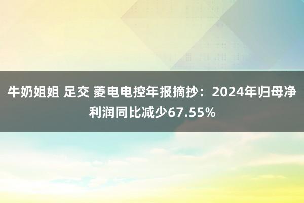 牛奶姐姐 足交 菱电电控年报摘抄：2024年归母净利润同比减少67.55%