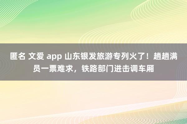 匿名 文爱 app 山东银发旅游专列火了！趟趟满员一票难求，铁路部门进击调车厢