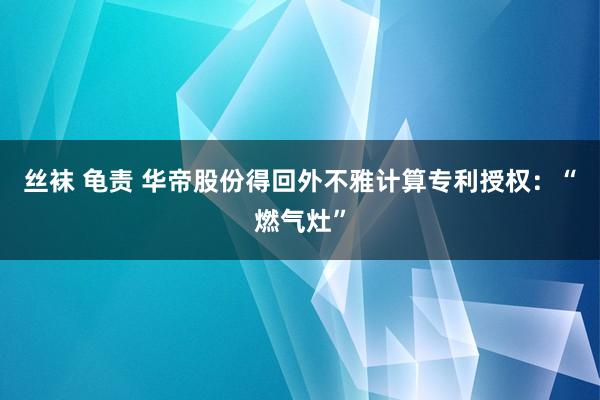 丝袜 龟责 华帝股份得回外不雅计算专利授权：“燃气灶”