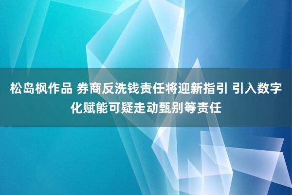 松岛枫作品 券商反洗钱责任将迎新指引 引入数字化赋能可疑走动甄别等责任