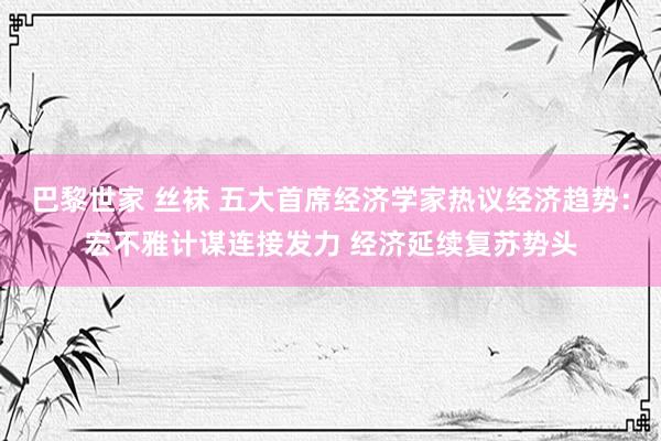 巴黎世家 丝袜 五大首席经济学家热议经济趋势：宏不雅计谋连接发力 经济延续复苏势头