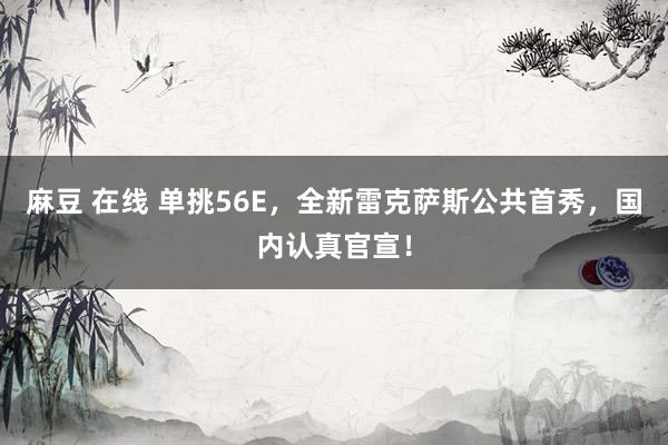麻豆 在线 单挑56E，全新雷克萨斯公共首秀，国内认真官宣！