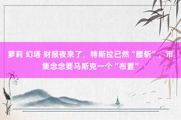 萝莉 幻塔 财报夜来了，特斯拉已然“腰斩”，市集念念要马斯克一个“布置”